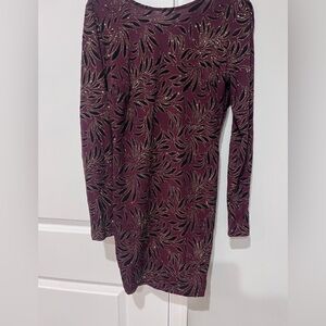 Windsor Burgundy and Black Patterned Pencil Skirt